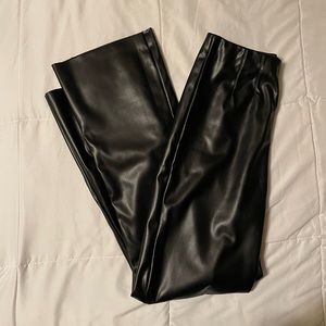 Black faux leather pants